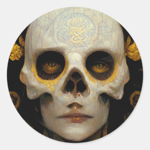 Death Mask Fantasy Sci-Fi Art Ronde Sticker