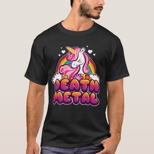 Death Metal Funny Rainbow en Unicorn Gift T-shirt (Voorkant)