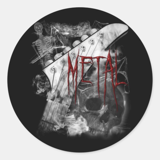 Death Metal-gitaar Ronde Sticker (Voorkant)