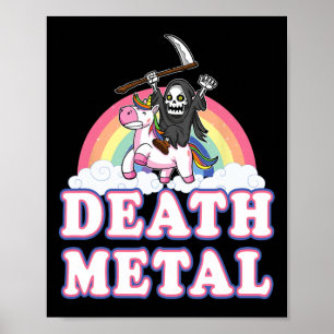 Death Metal Grappige Regenboog Grim Reaper Eenhoor Poster
