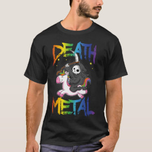 Death Metal Grim Reaper Rides Unicorn Halloween Re T-shirt