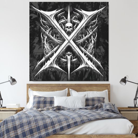 Death Metal Headbanger - Heavy MetalHeads Canvas Afdruk (Insitu (Slaapkamer))