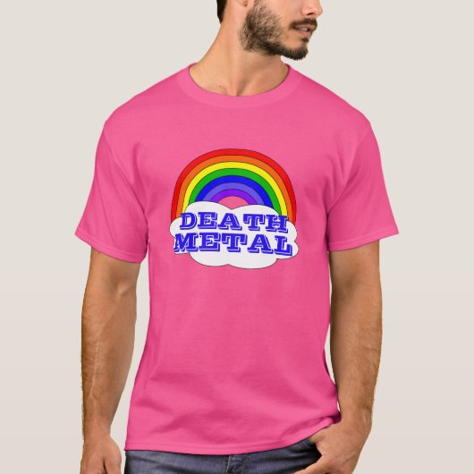 DEATH METAL RAINBOW CLOUD RETRO T-SHIRT (Voorkant)