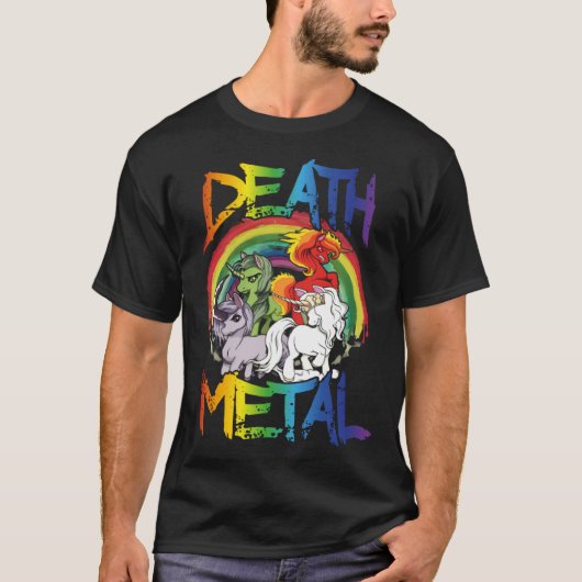 Death Metal Rainbow Unicorn Apocalypse T-shirt (Voorkant)