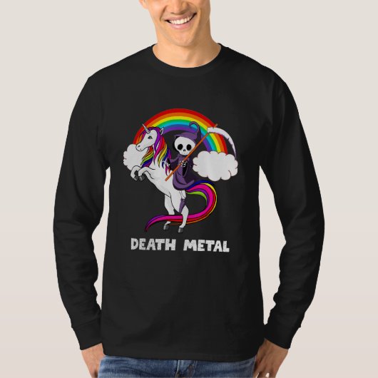 Death Metal Rock Love Rainbow Grim Reaper Riding U T-shirt (Voorkant)
