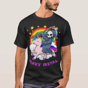 Death Metal s Unicorn Grim Reaper Rainbow Heavy T-shirt