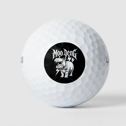 Death Metal Schattige Baby Hippo Moo Deng Hippopot Golfballen (Voorkant)