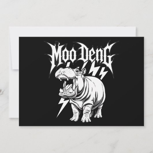 Death Metal Schattige Baby Hippo Moo Deng Hippopot Kaart (Voorkant)