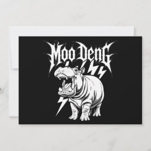 Death Metal Schattige Baby Hippo Moo Deng Hippopot Kaart