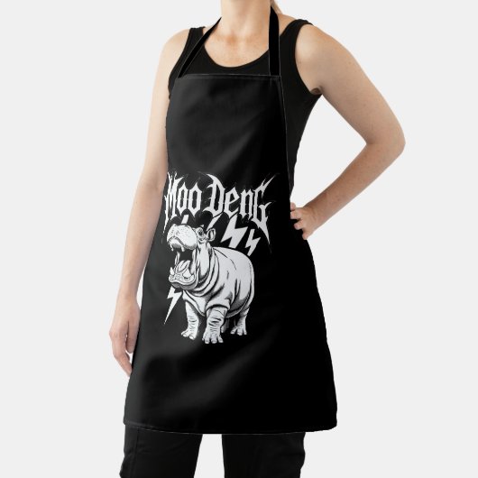 Death Metal Schattige Baby Hippo Moo Deng Hippopot Schort (Insitu)