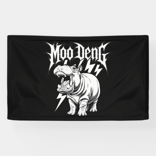 Death Metal Schattige Baby Hippo Moo Deng Hippopot Spandoek (Horizontaal)