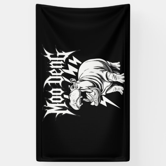 Death Metal Schattige Baby Hippo Moo Deng Hippopot Spandoek (Verticaal)