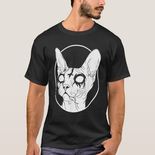 Death Metal Sphynx Cat Witchy Witch Esthetische Kr T-shirt (Voorkant)