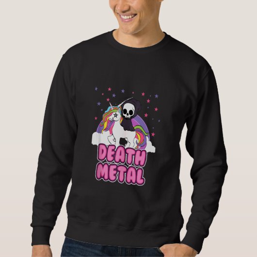 Death Metal Unicorn Grim Reaper Rainbow Heavy Met Trui (Voorkant)