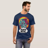 Death Metal Unicorn Rainbow Rocker Emo Zombie T-shirt (Voorkant volledig)