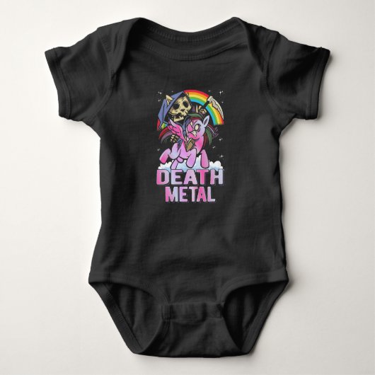Death Metal Unicorn Reaper regenboog Romper (Voorkant)