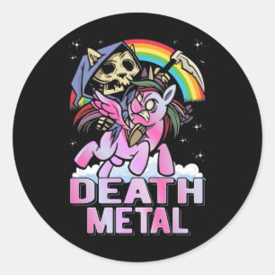 Death Metal Unicorn Reaper regenboog Ronde Sticker