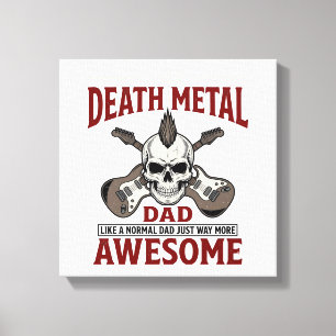 Death Metal Vader Schedel Gitaar Vintage Shirt Ont Canvas Afdruk