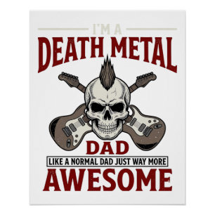 Death Metal Vader Schedel Gitaar Vintage T-shirt O Perfect Poster