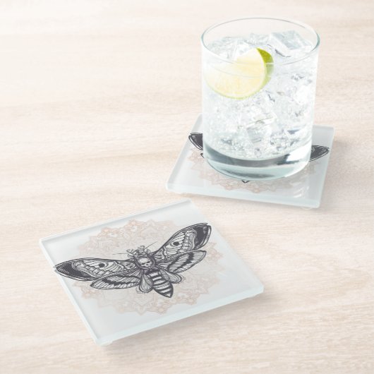 Death Moth Glazen Onderzetter (Schuin)