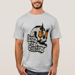 death or glory tete decot crane flamme tattoo ol t-shirt