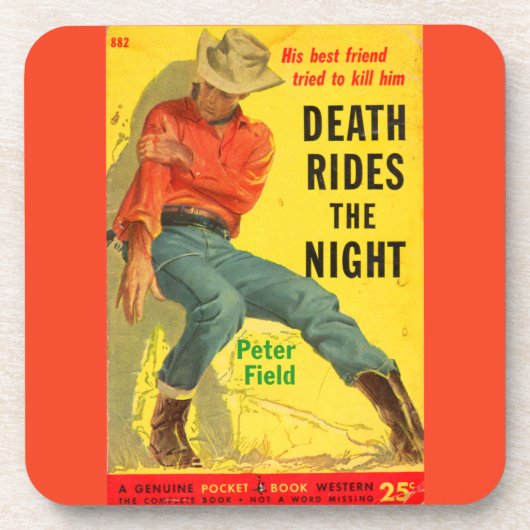Death Rides de Night westerne boekomslag Drankjes Onderzetter (Voorkant)
