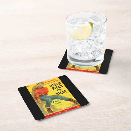 Death Rides de Night westerne boekomslag Kartonnen Onderzetters (Insitu)