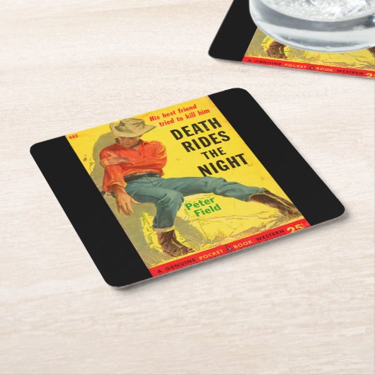 Death Rides de Night westerne boekomslag Kartonnen Onderzetters (Schuin)