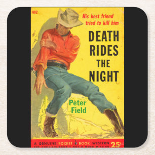 Death Rides de Night westerne boekomslag Kartonnen Onderzetters