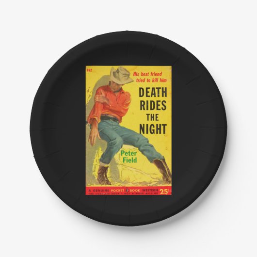 Death Rides de Night westerne boekomslag Papieren Bordje (Voorkant)