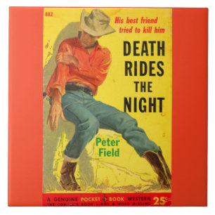 Death Rides de Night westerne boekomslag Tegeltje