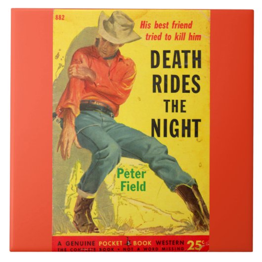 Death Rides de Night westerne boekomslag Tegeltje (Voorkant)