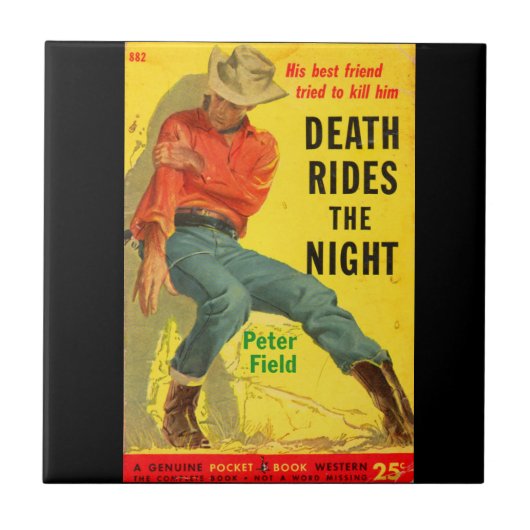 Death Rides de Night westerne boekomslag Tegeltje (Voorkant)