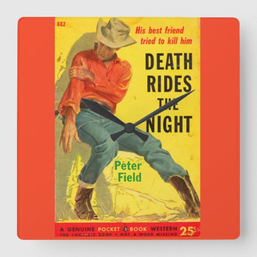 Death Rides de Night westerne boekomslag Vierkante Klok (Voorkant)