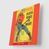 Death Rides de Night westerne boekomslag Vierkante Klok (Hoek)