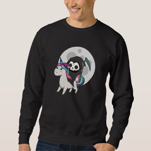 Death Riding Unicorn Funny Unicorns moon Trui (Voorkant)