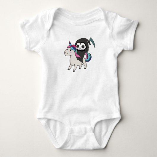 Death Riding Unicorn Funny Unicorns Rainbow Romper (Voorkant)