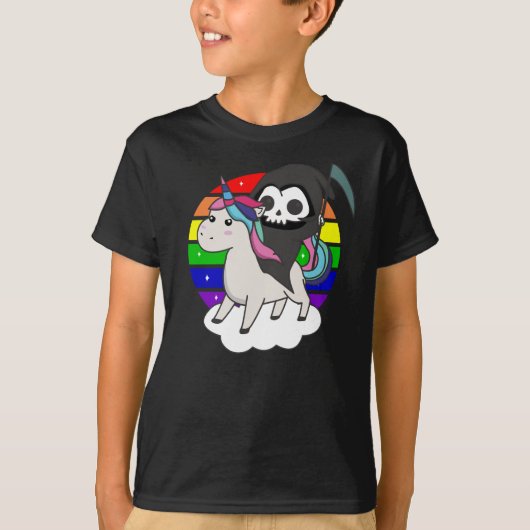 Death Riding Unicorn Funny Unicorns Rainbow T-shirt (Voorkant)