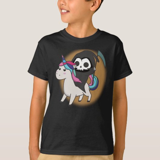 Death Riding Unicorn Funny Unicorns Rainbow T-shirt (Voorkant)