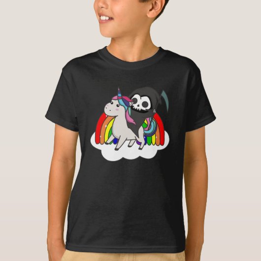 Death Riding Unicorn Funny Unicorns Rainbow T-shirt (Voorkant)