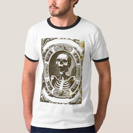 Death Skeleton Skull Line Art T-shirt (Voorkant)