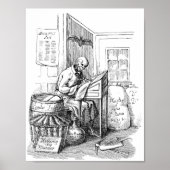 Death Skeleton Writing List Macabre Horror Art Poster (Voorkant)