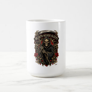 Death Slaapt Nooit Lange Mouwen Koffiemok
