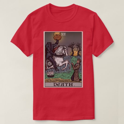 Death Tarot Card Headless Horseman Gothic Spooky H T-shirt (Design voorkant)