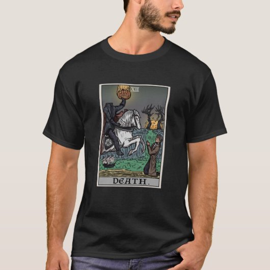 Death Tarot Card Hoofdloze Ruiter Gothisch Griezel T-shirt (Voorkant)