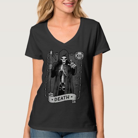 Death Tarot Card Occult Dark Grim Reaper Astrology T-shirt (Voorkant)