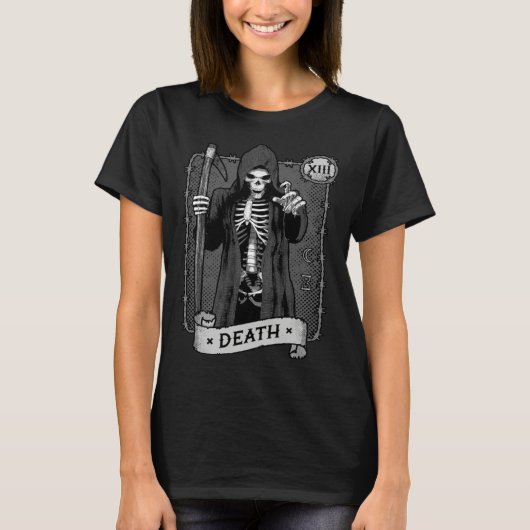 Death Tarot Card Occult Dark Grim Reaper Astrology T-shirt (Voorkant)