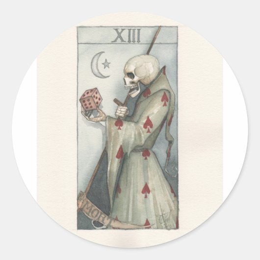 Death Tarot kaart Dominic Murphy Ronde Sticker (Voorkant)