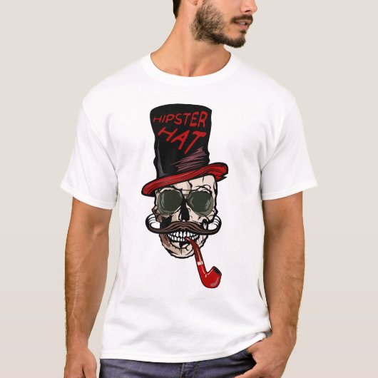 Death Tate of hipster crane skull bbe moust T-shirt (Voorkant)