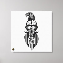 Death-teken QR G-Skulls barcode met baard 2 Canvas Afdruk